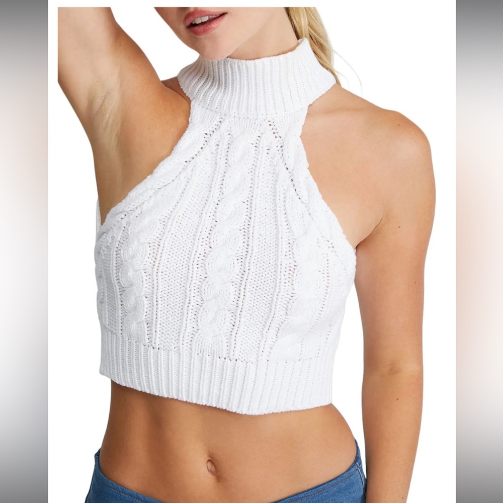 NWT PacSun/Kendall & Kylie Brand Cable Knit Halter Crop Top